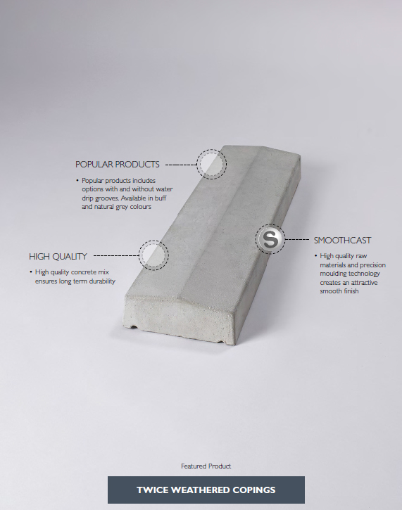 600 X 140 TWICE WEATHERED COPING (saddle back) – view 2