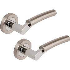 Ultimo Lever on Round Rose (Satin Nickel/Polished Chrome)